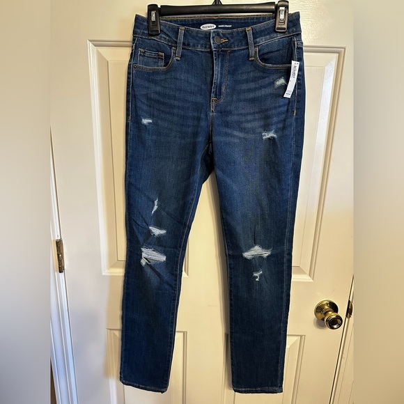 Old Navy Dark Wash Power Straight Distressed Jeans size 2 NWT - Picture 9 of 9